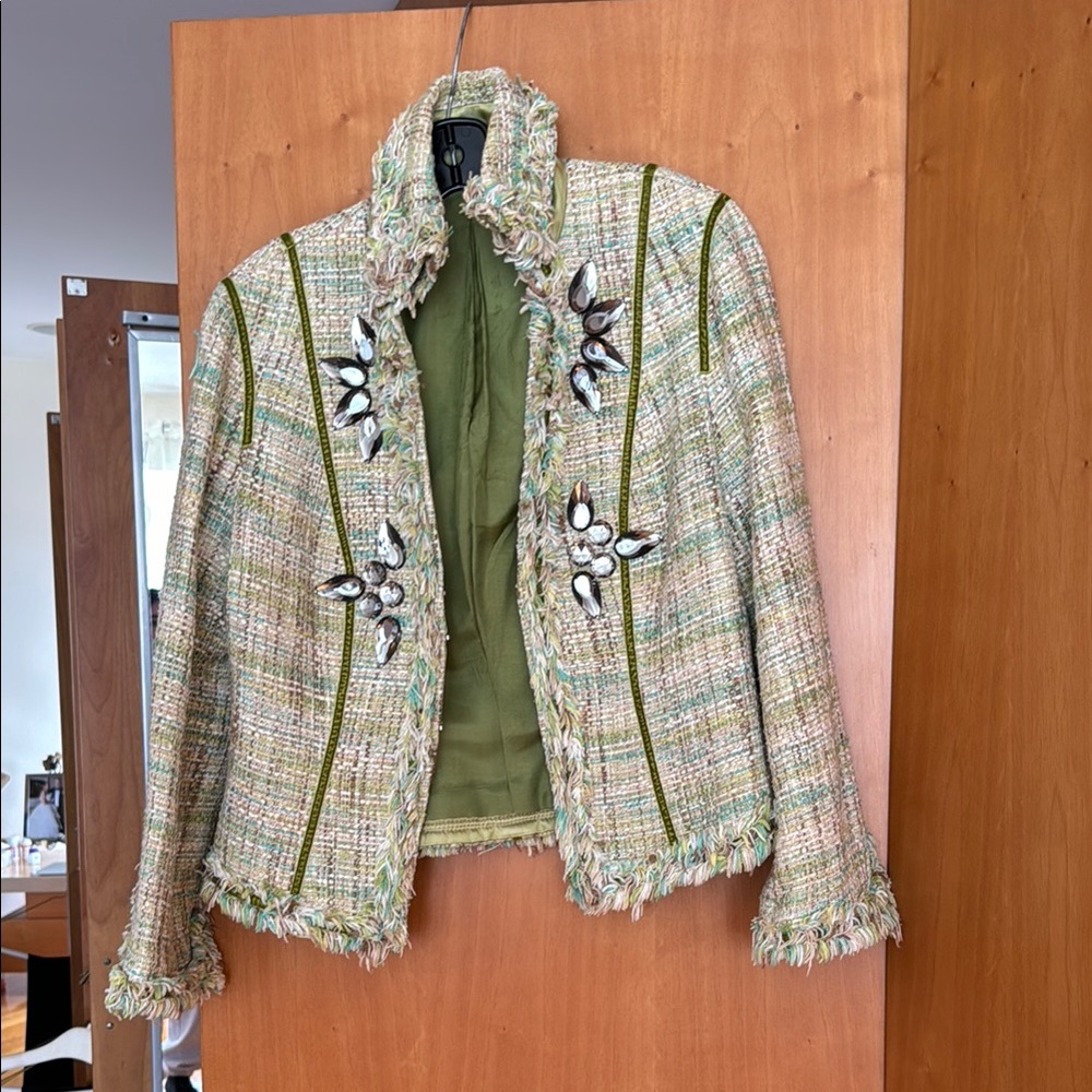 Vintage Charles Chang Lima Elegant Tweed Jacket with Embellishments